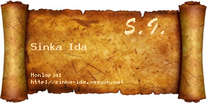 Sinka Ida névjegykártya